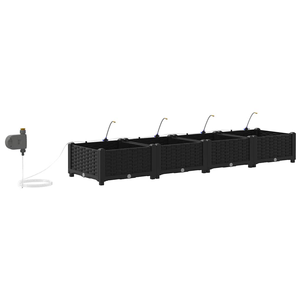Garten-Pflanzgefäß 4 Stk. Schwarz 160 x 40 x 22 cm PP