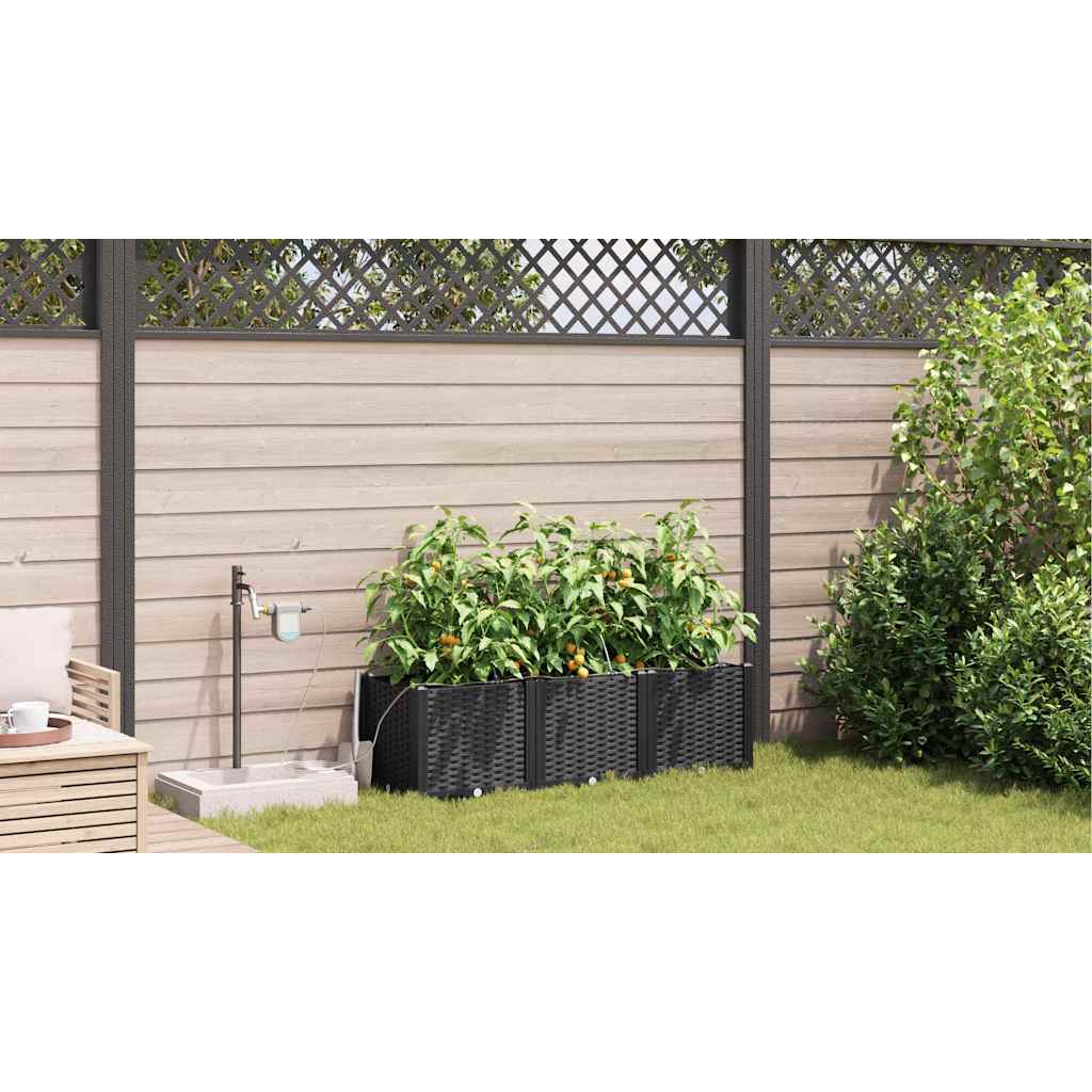 Garten-Pflanzgefäß 3 Stk. Schwarz 120 x 40 x 37,5 cm PP