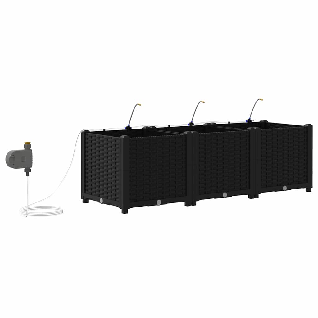 Garten-Pflanzgefäß 3 Stk. Schwarz 120 x 40 x 37,5 cm PP