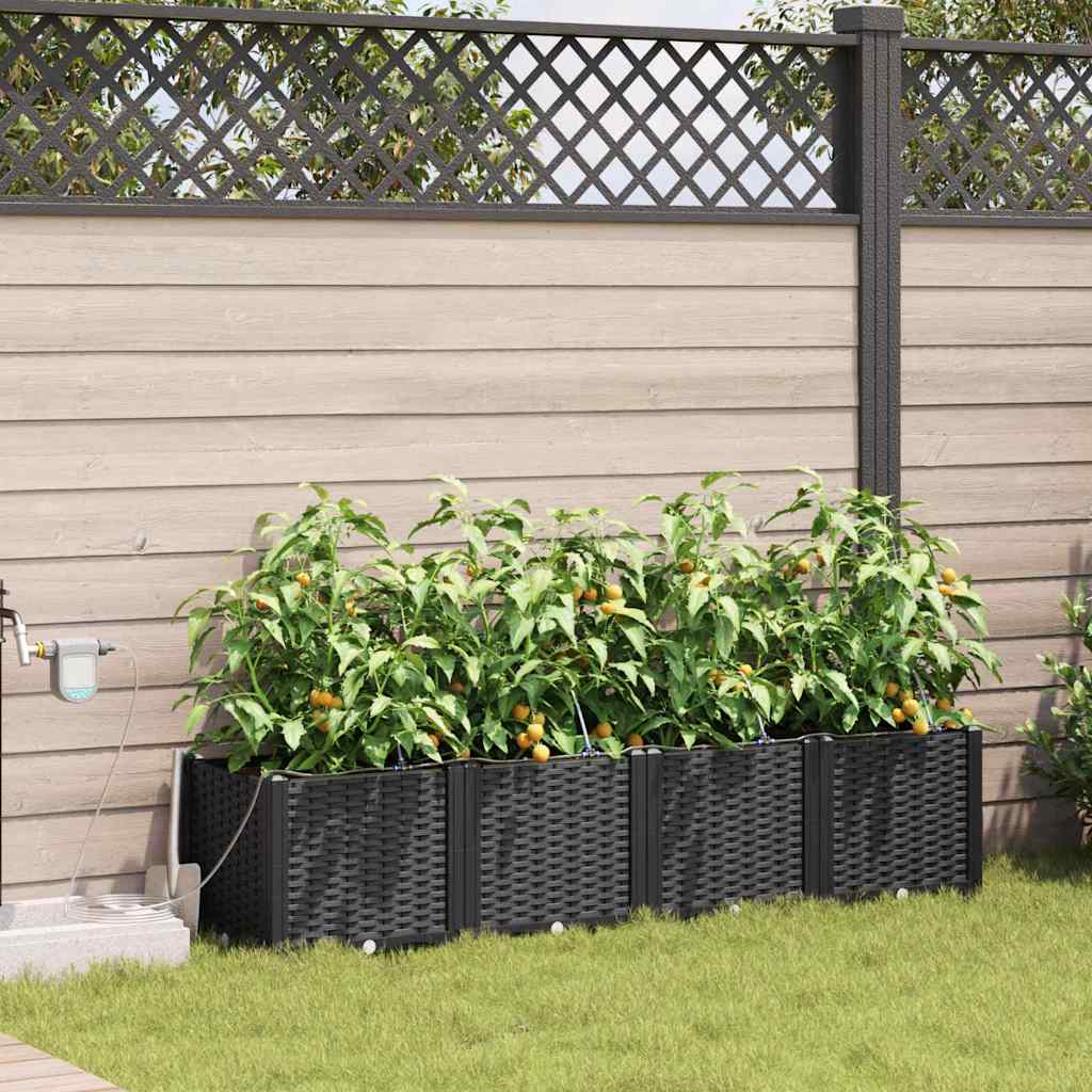 Garten-Pflanzgefäß 4 Stk. Schwarz 160 x 40 x 37,5 cm PP
