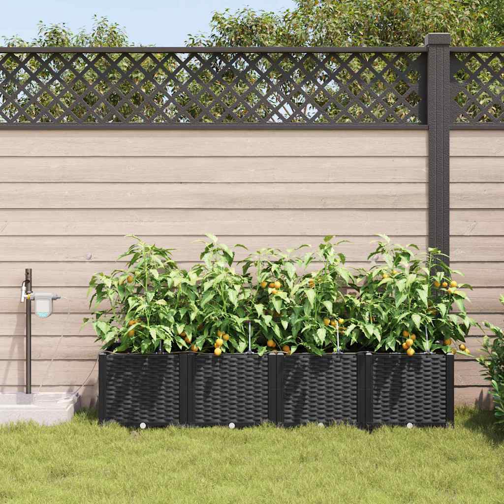 Garten-Pflanzgefäß 4 Stk. Schwarz 160 x 40 x 37,5 cm PP