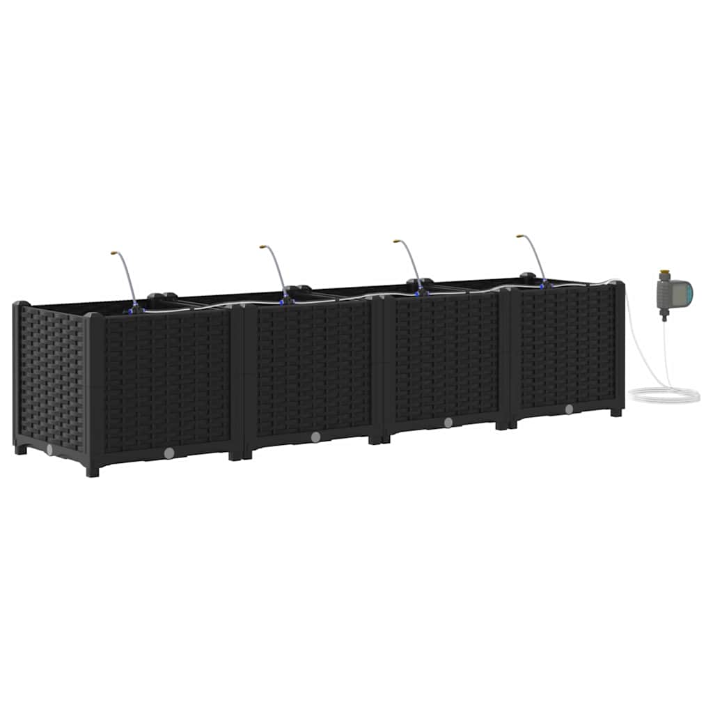 Garten-Pflanzgefäß 4 Stk. Schwarz 160 x 40 x 37,5 cm PP