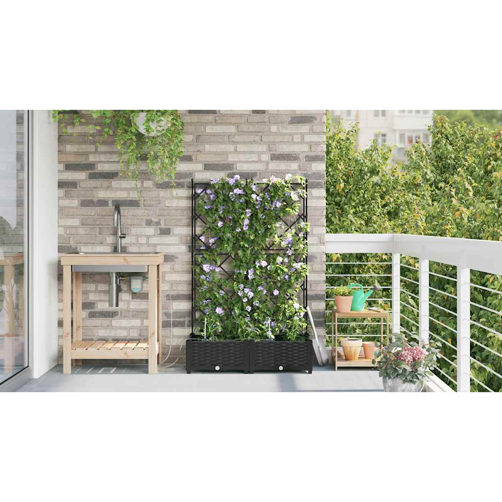 Garten-Pflanzgefäß 2 Stk. Schwarz 80 x 40 x 126 cm PP