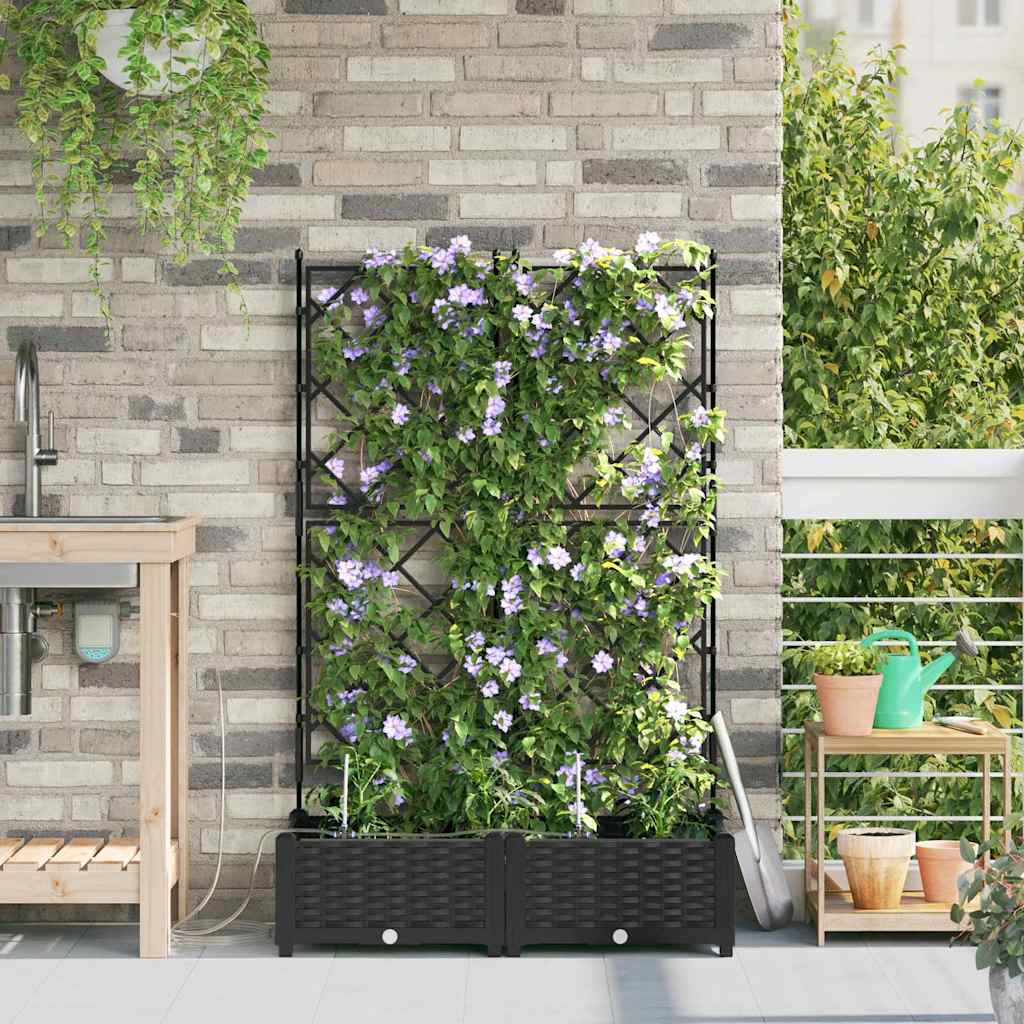 Garten-Pflanzgefäß 2 Stk. Schwarz 80 x 40 x 126 cm PP