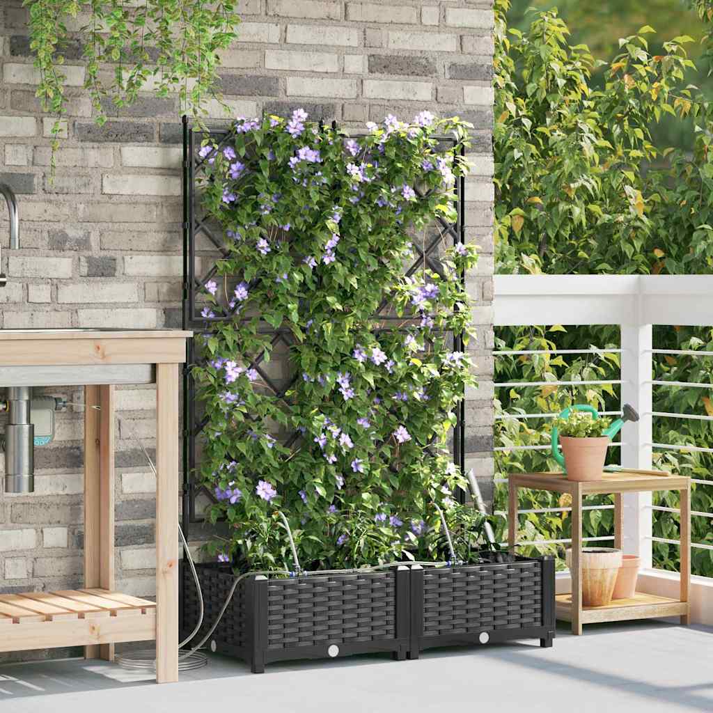 Garten-Pflanzgefäß 2 Stk. Schwarz 80 x 40 x 126 cm PP