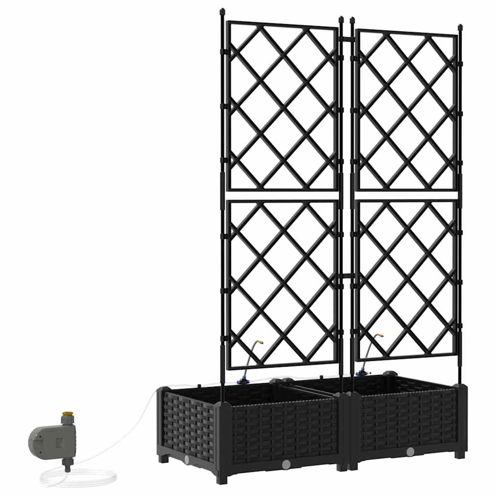 Garten-Pflanzgefäß 2 Stk. Schwarz 80 x 40 x 126 cm PP