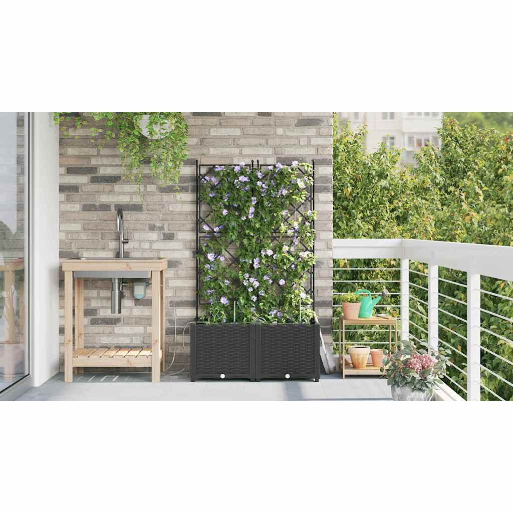 Garten-Pflanzgefäß 2 Stk. Schwarz 80 x 40 x 142 cm PP