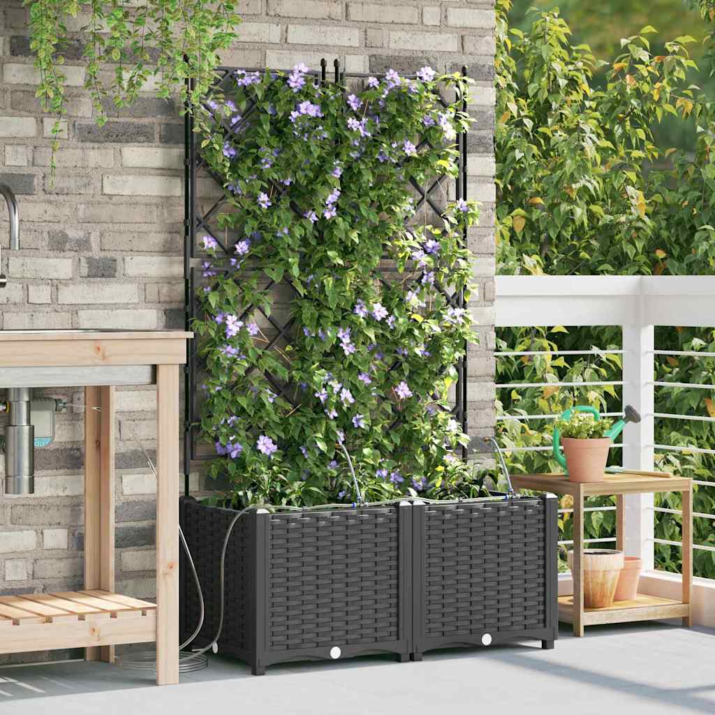 Garten-Pflanzgefäß 2 Stk. Schwarz 80 x 40 x 142 cm PP