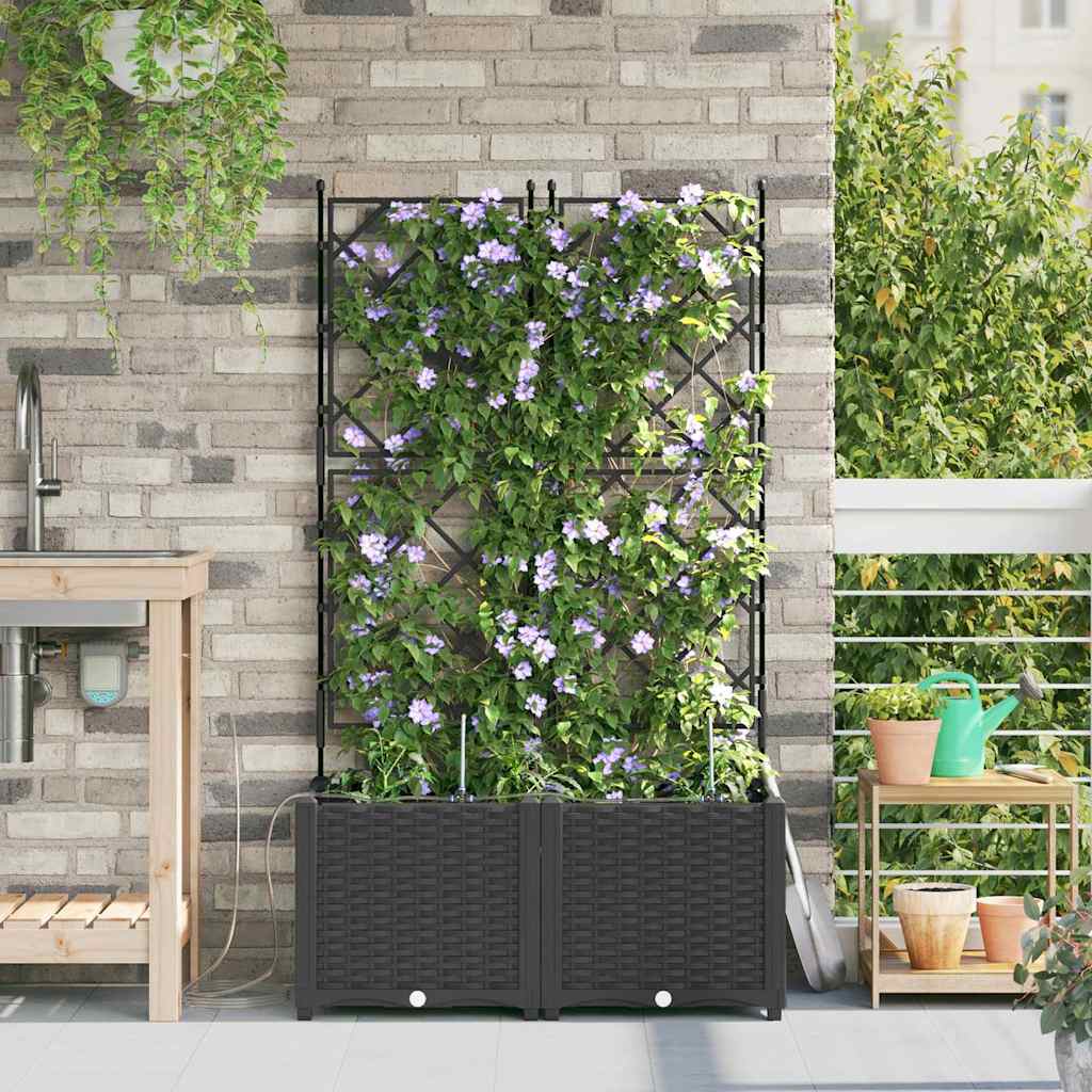 Garten-Pflanzgefäß 2 Stk. Schwarz 80 x 40 x 142 cm PP