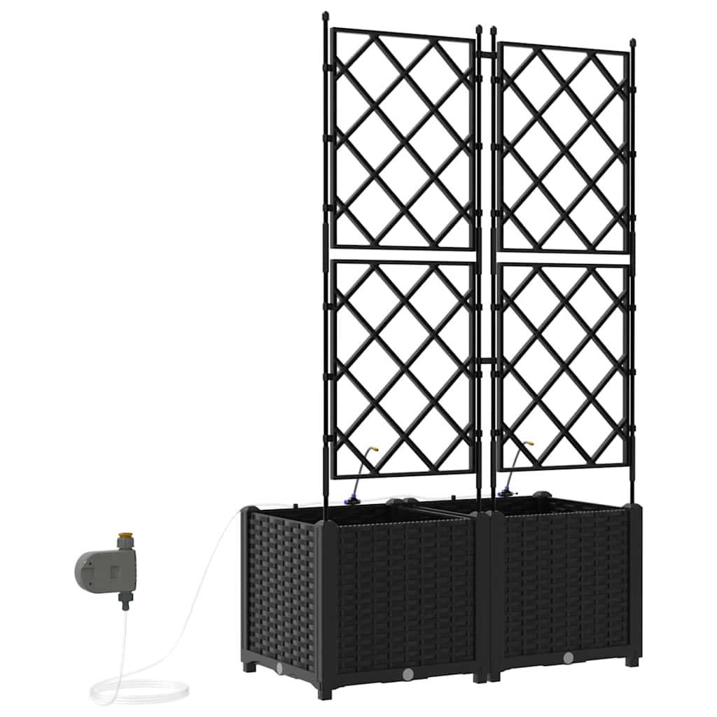 Garten-Pflanzgefäß 2 Stk. Schwarz 80 x 40 x 142 cm PP