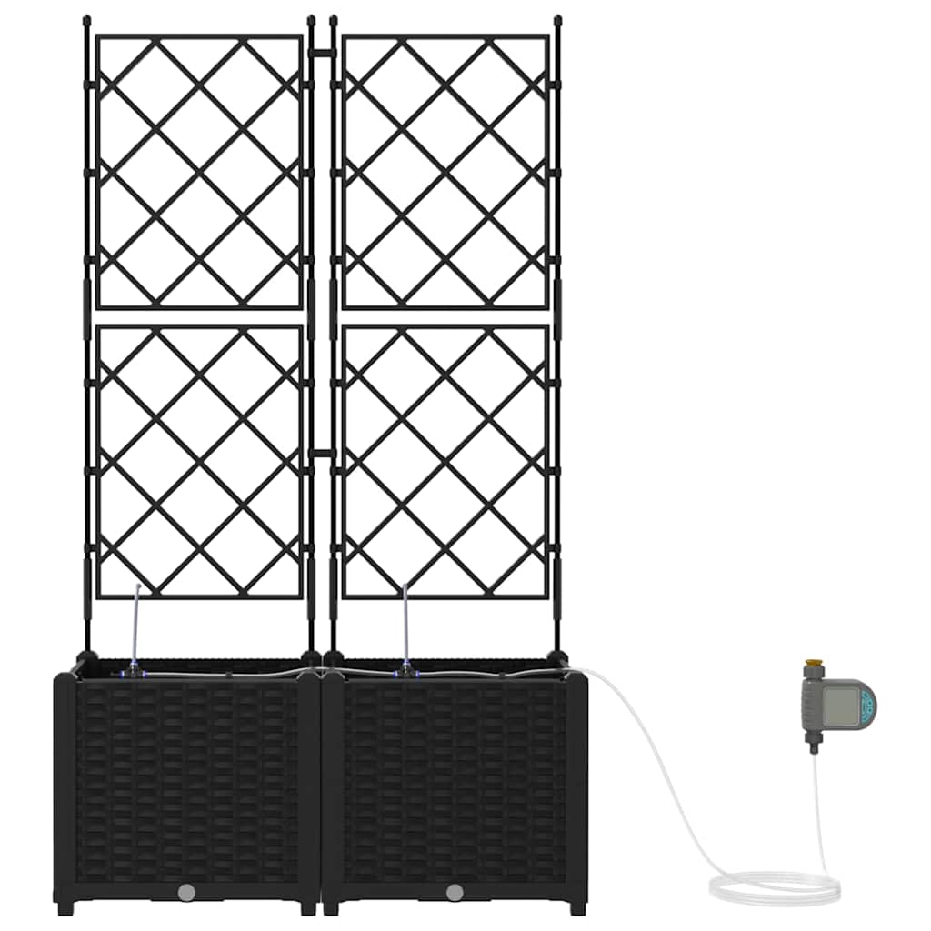 Garten-Pflanzgefäß 2 Stk. Schwarz 80 x 40 x 142 cm PP