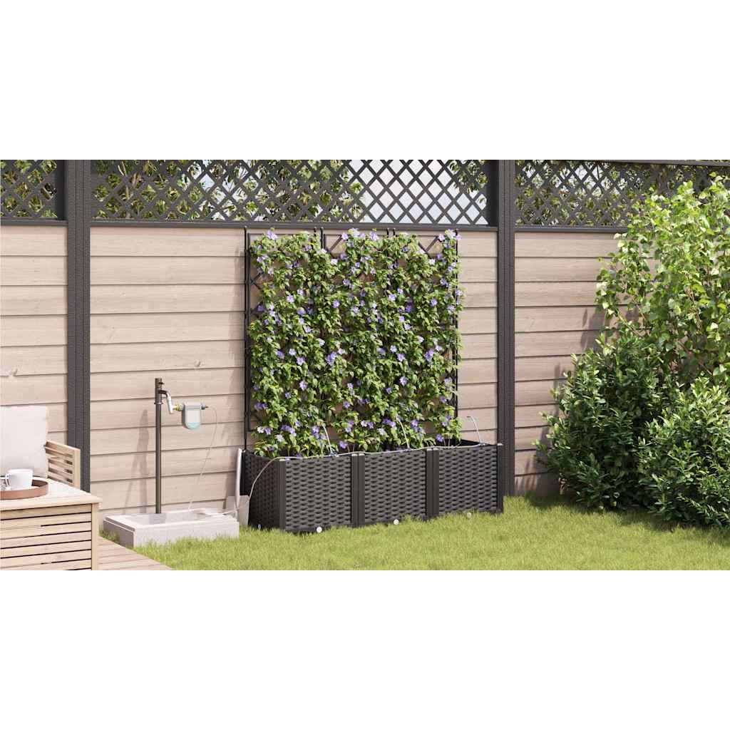 Garten-Pflanzgefäß 3 Stk. Schwarz 120 x 40 x 142 cm PP