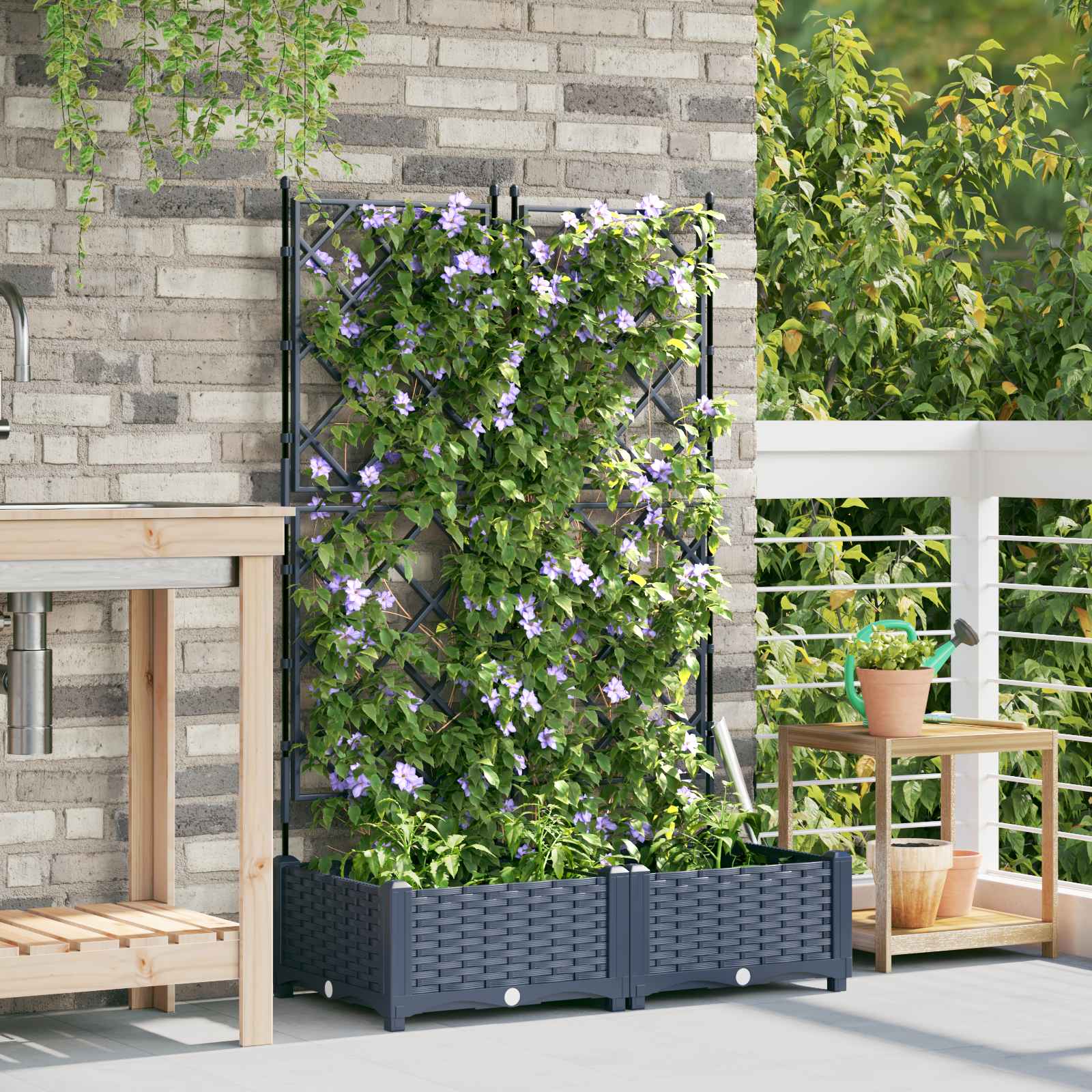 Garten-Pflanzgefäß 2 Stk. Grau 80 x 40 x 125,5 cm PP