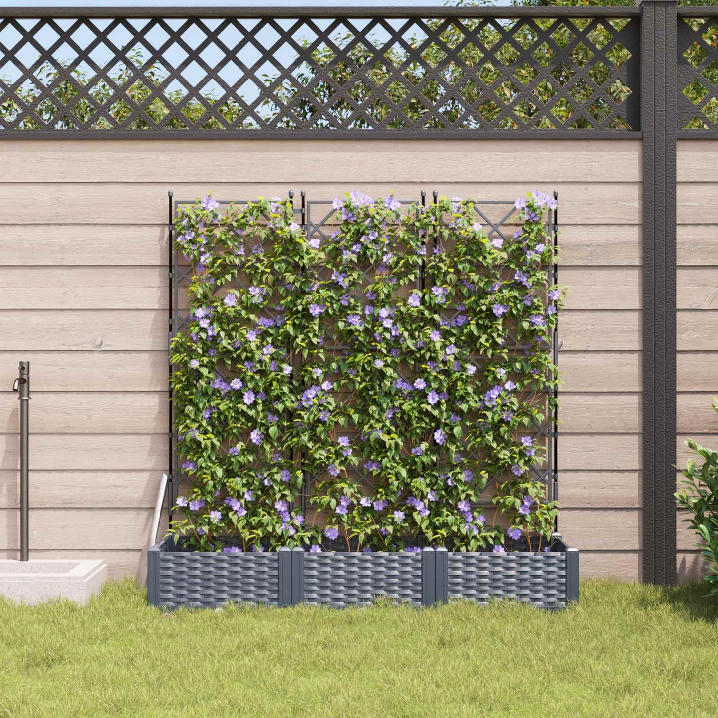 Garten-Pflanzgefäß 3 Stk. Grau 120 x 40 x 125,5 cm PP