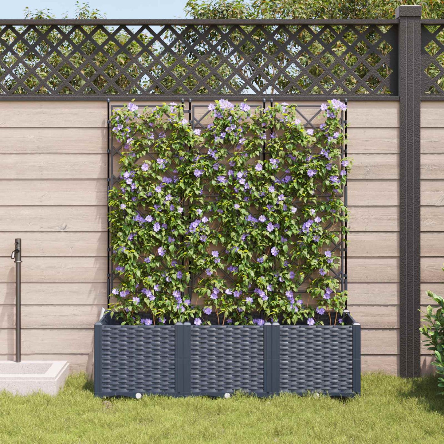 Garten-Pflanzgefäß 3 Stk. Grau 120 x 40 x 143 cm PP