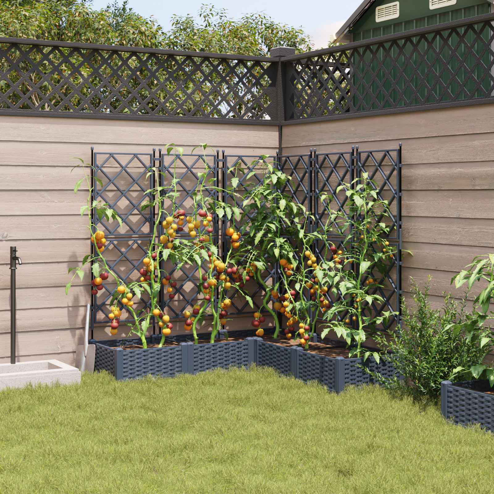 Garten-Pflanzgefäß 5 Stk. Grau 120 x 120 x 125,5 cm PP