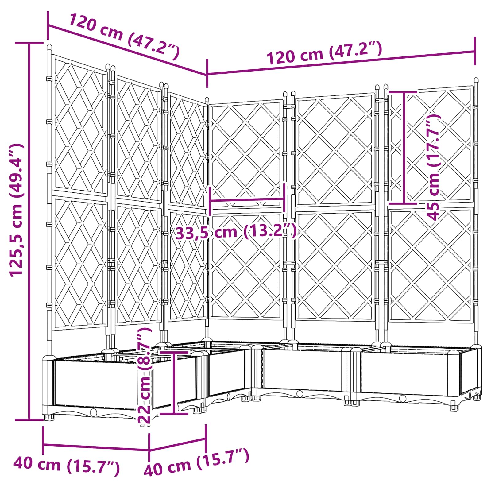 Garten-Pflanzgefäß 5 Stk. Grau 120 x 120 x 125,5 cm PP