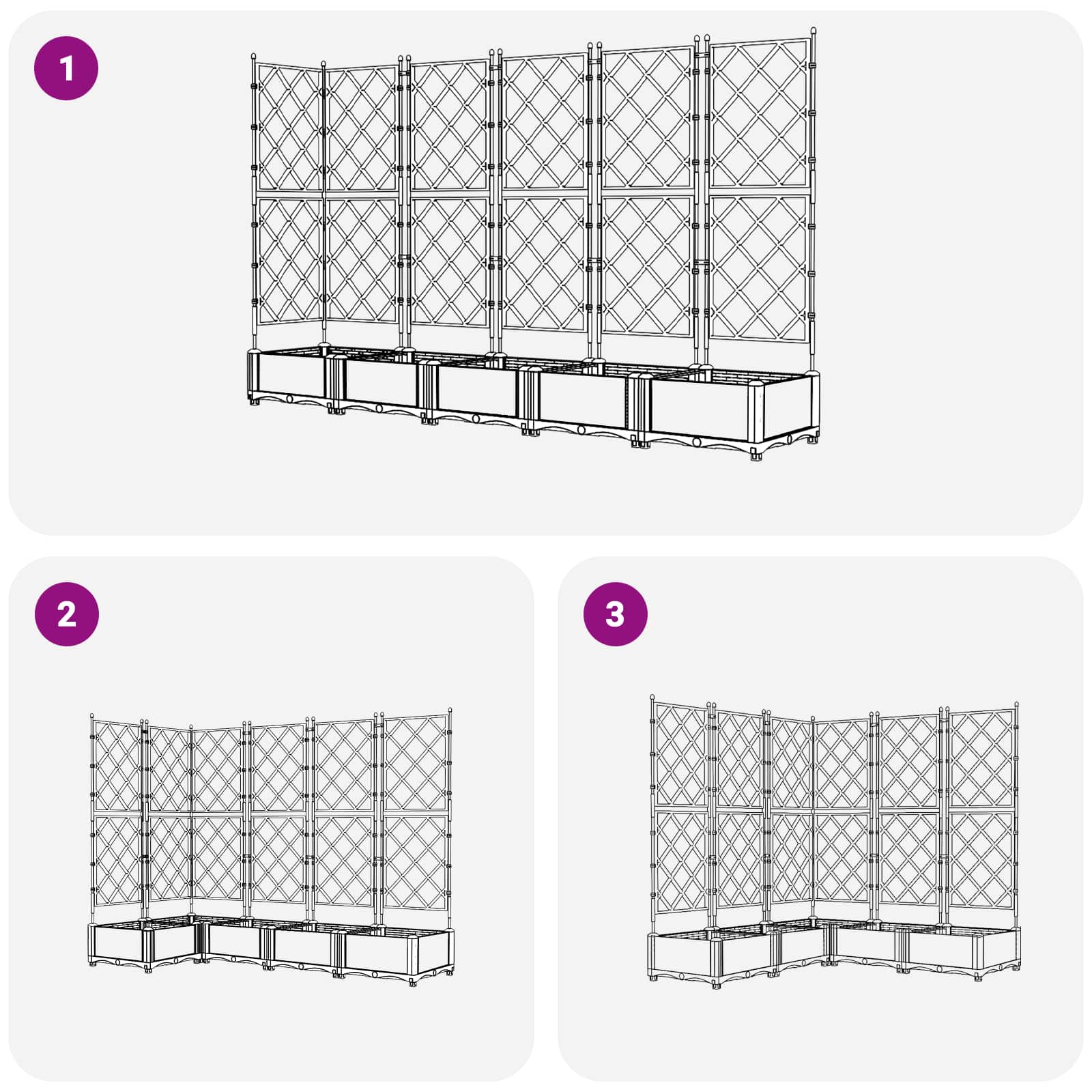 Garten-Pflanzgefäß 5 Stk. Grau 120 x 120 x 125,5 cm PP