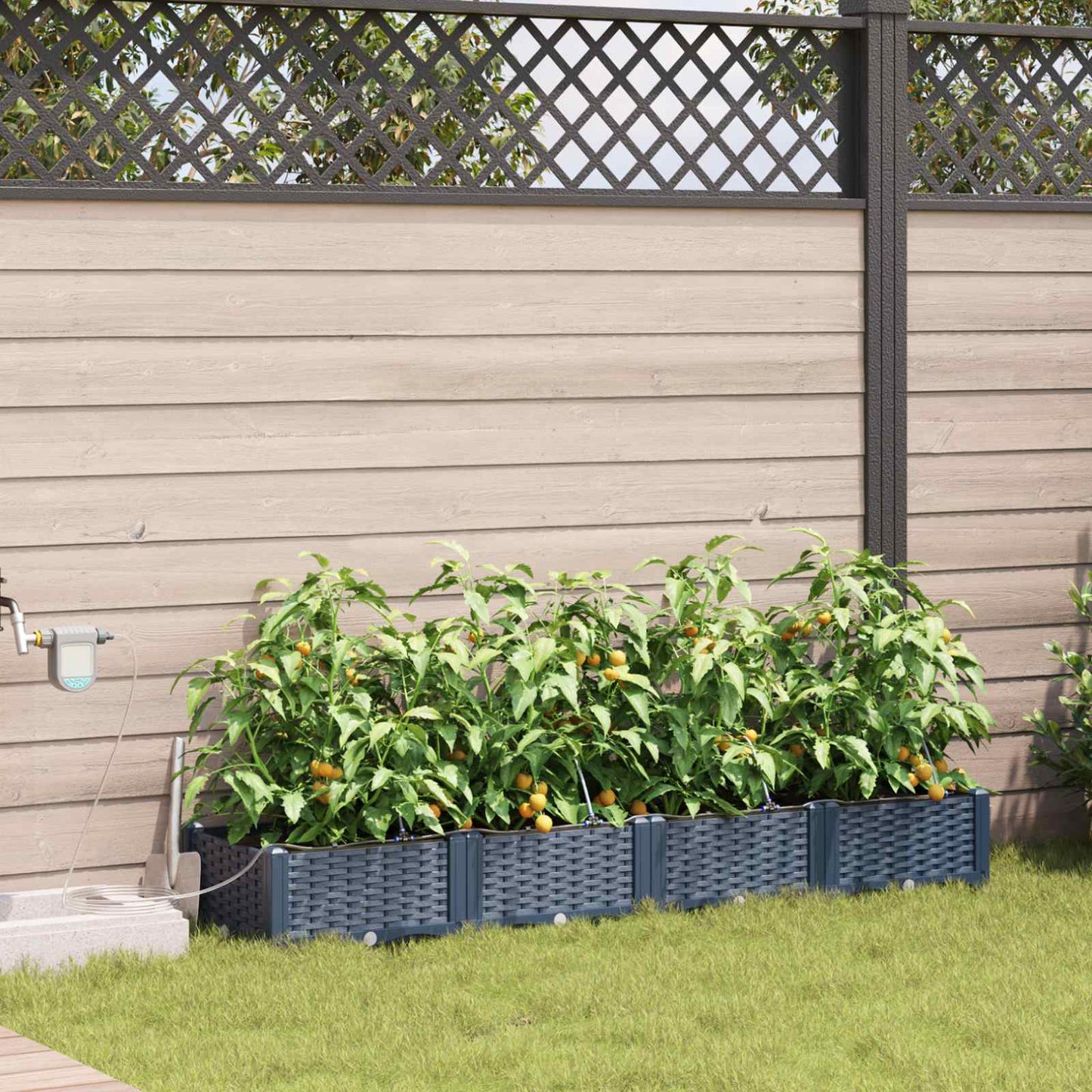 Garten-Pflanzgefäß 4 Stk. Grau 160 x 40 x 22 cm PP