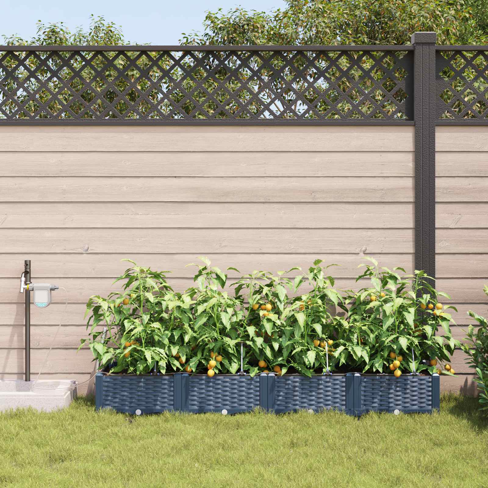 Garten-Pflanzgefäß 4 Stk. Grau 160 x 40 x 22 cm PP