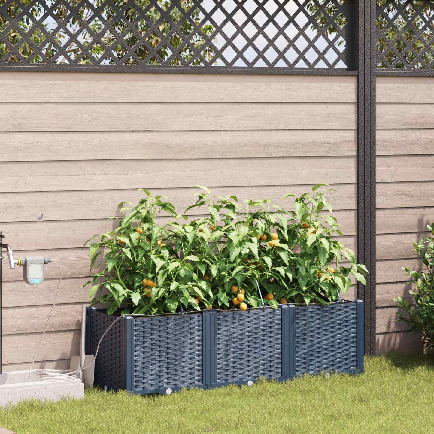 Garten-Pflanzgefäß 3 Stk. Grau 120 x 40 x 37,5 cm PP