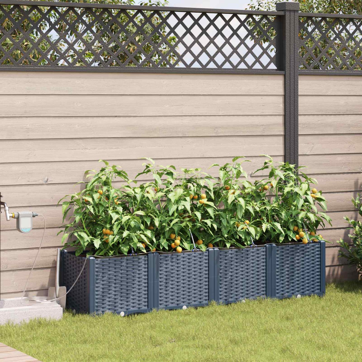 Garten-Pflanzgefäß 4 Stk. Grau 160 x 40 x 37,5 cm PP
