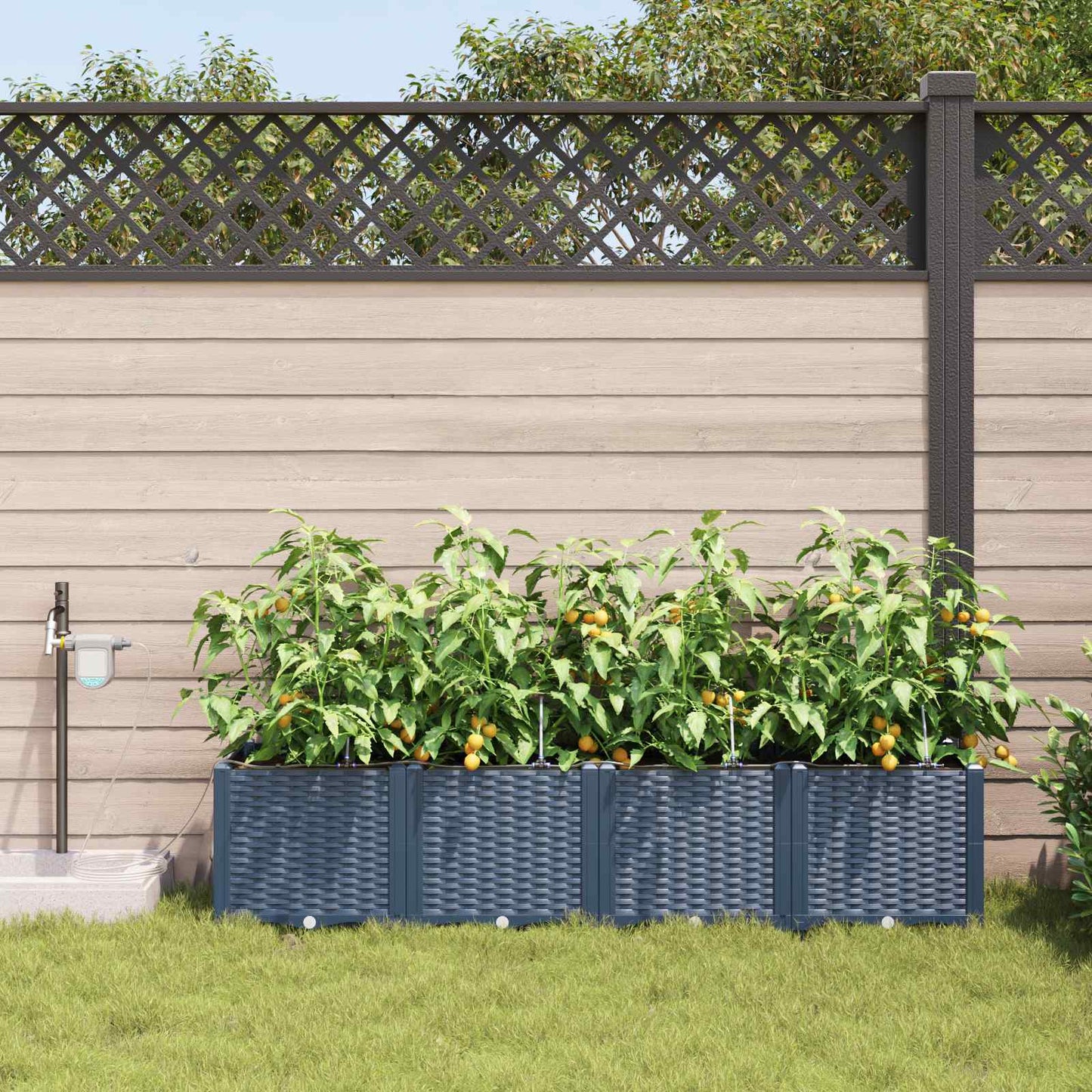 Garten-Pflanzgefäß 4 Stk. Grau 160 x 40 x 37,5 cm PP