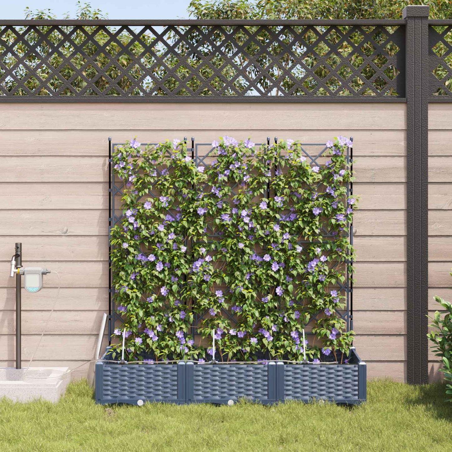 Garten-Pflanzgefäß 3 Stk. Grau 120 x 40 x 126 cm PP