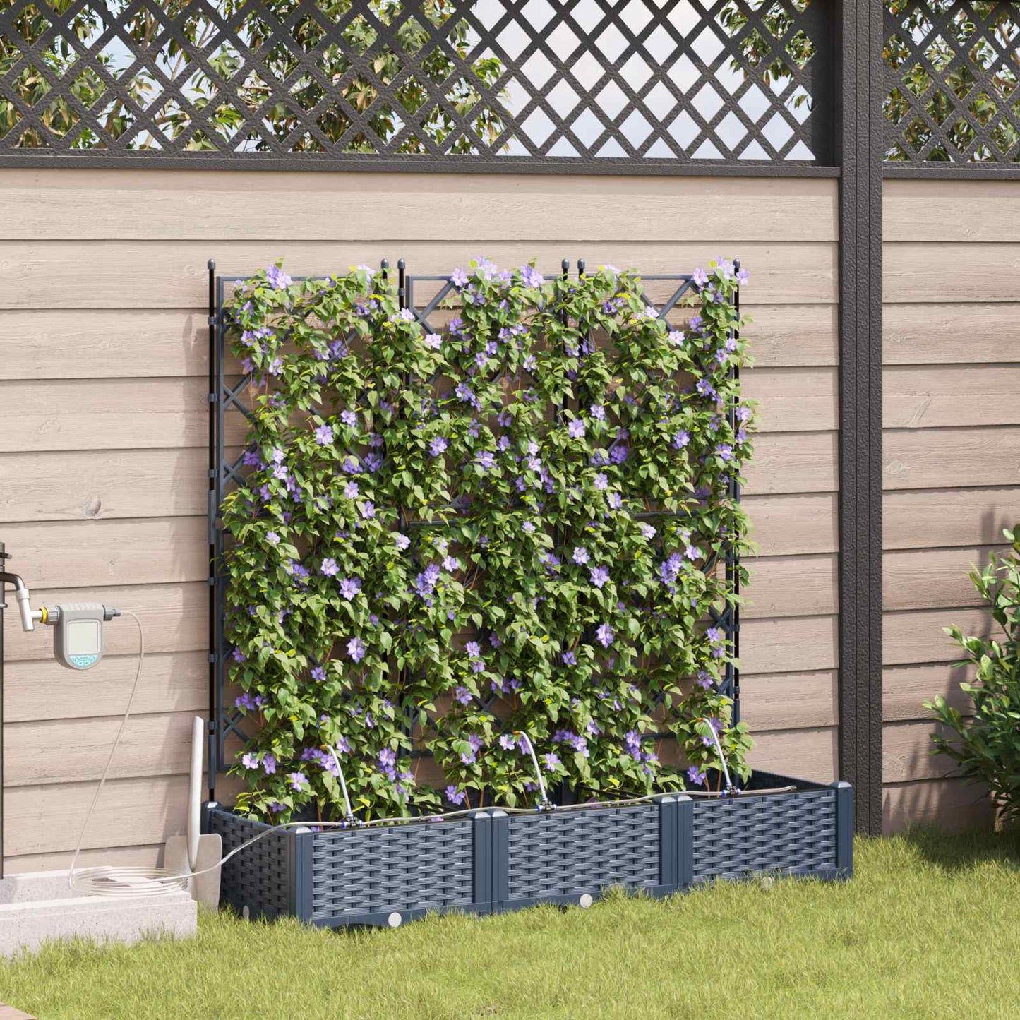 Garten-Pflanzgefäß 3 Stk. Grau 120 x 40 x 126 cm PP