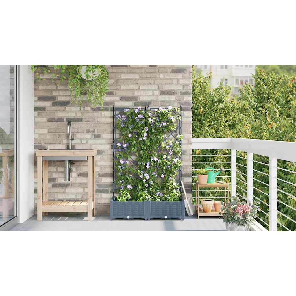 Garten-Pflanzgefäß 2 Stk. Hellgrau 80 x 40 x 125,5 cm PP