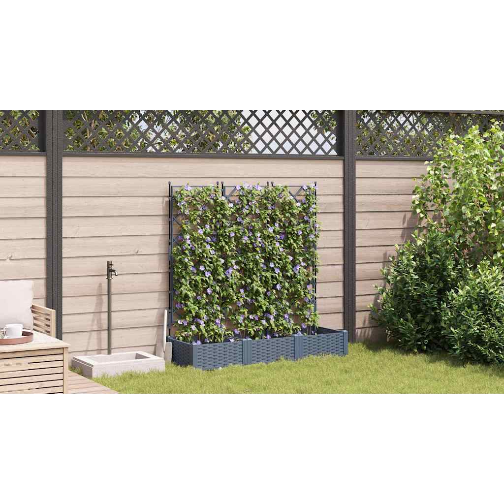Garten-Pflanzgefäß 3 Stk. Hellgrau 120 x 40 x 125,5 cm PP