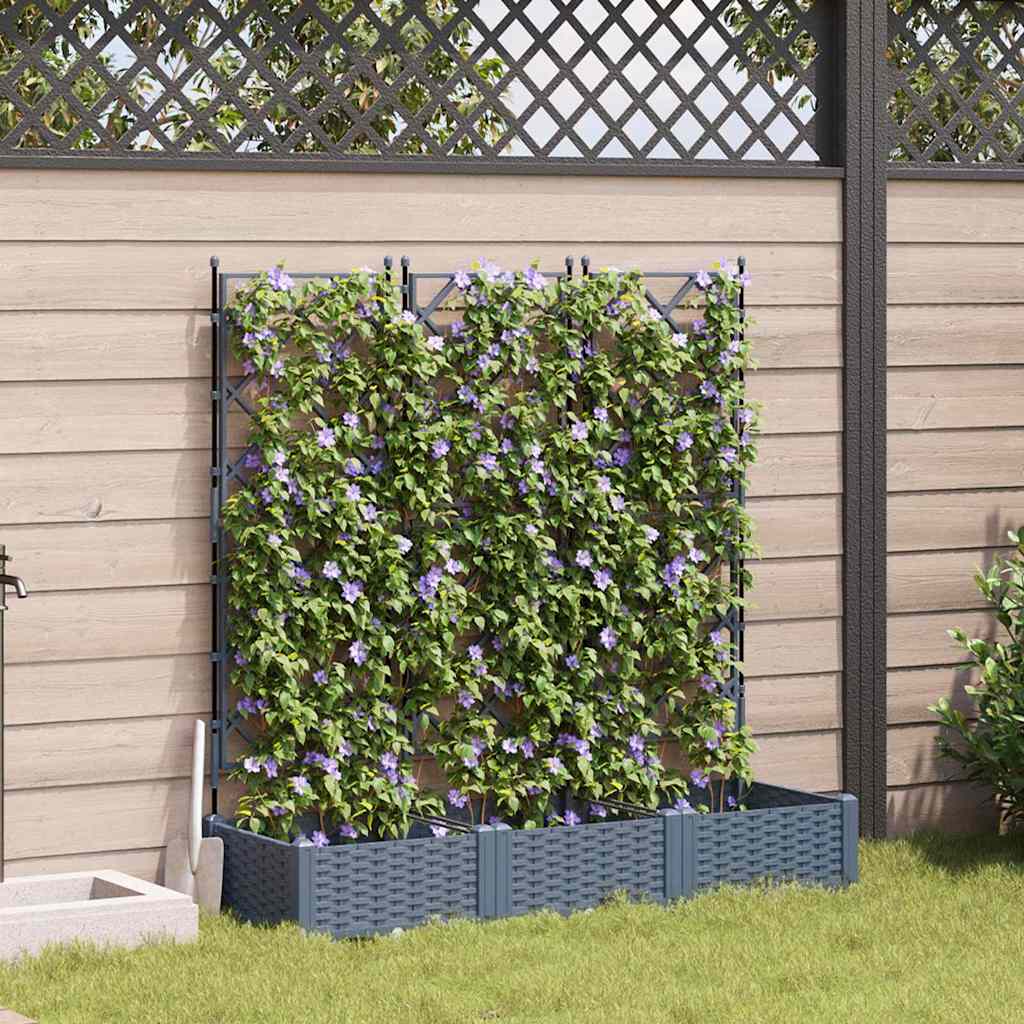 Garten-Pflanzgefäß 3 Stk. Hellgrau 120 x 40 x 125,5 cm PP