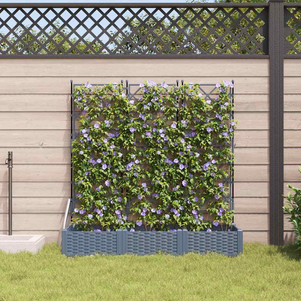 Garten-Pflanzgefäß 3 Stk. Hellgrau 120 x 40 x 125,5 cm PP