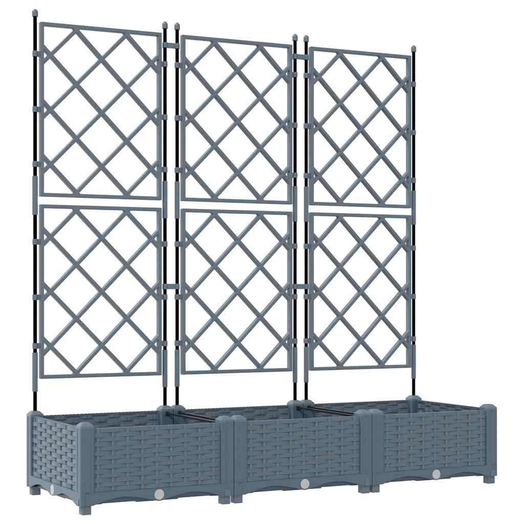 Garten-Pflanzgefäß 3 Stk. Hellgrau 120 x 40 x 125,5 cm PP