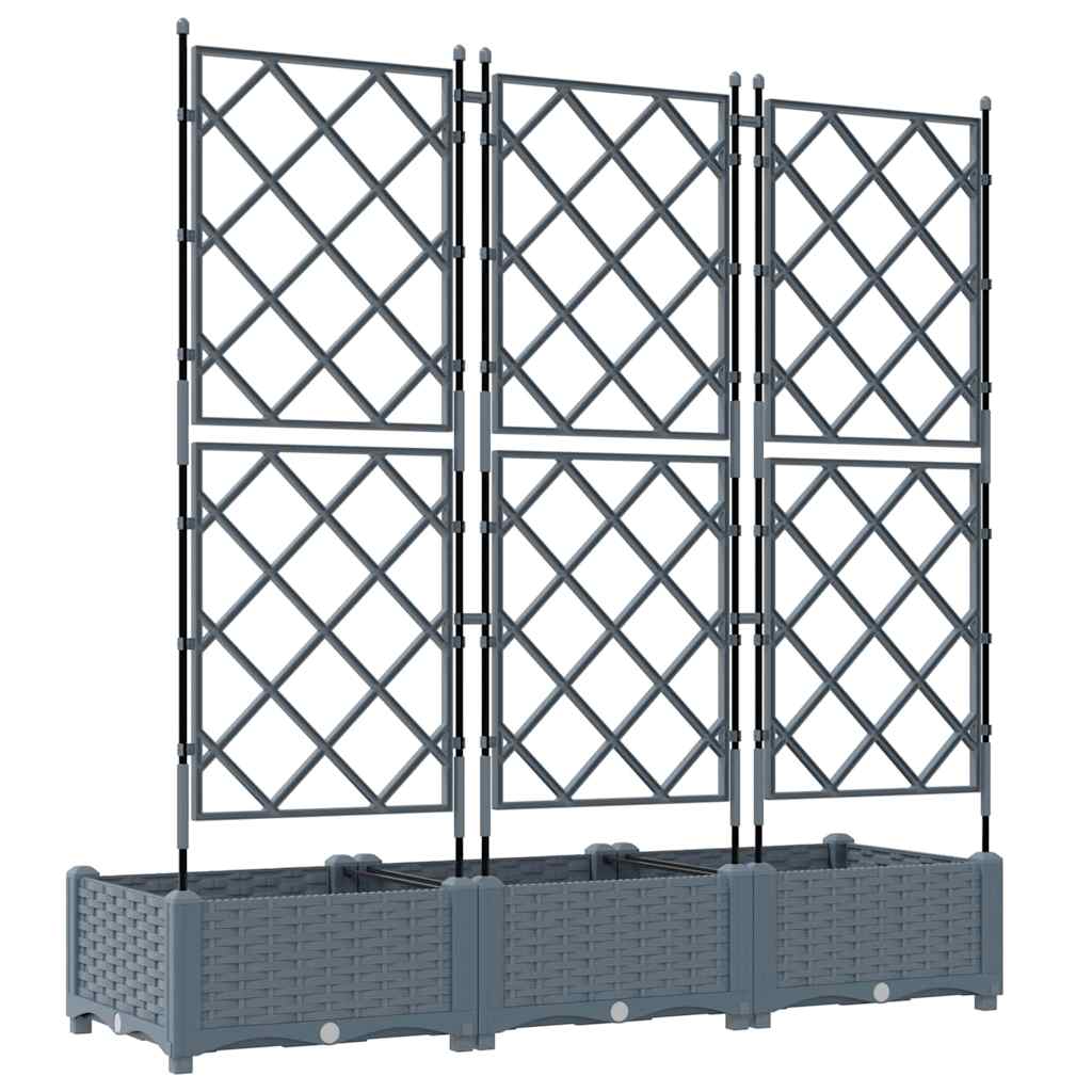 Garten-Pflanzgefäß 3 Stk. Hellgrau 120 x 40 x 125,5 cm PP