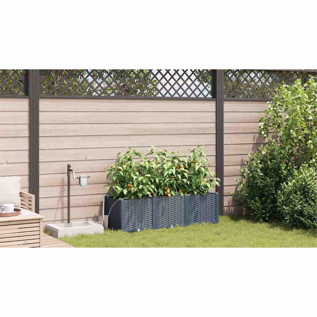 Garten-Pflanzgefäß 3 Stk. Hellgrau 120 x 40 x 37,5 cm PP