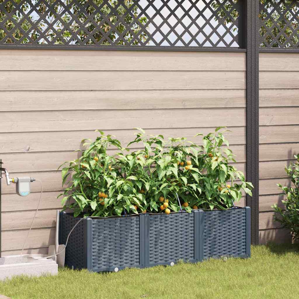 Garten-Pflanzgefäß 3 Stk. Hellgrau 120 x 40 x 37,5 cm PP