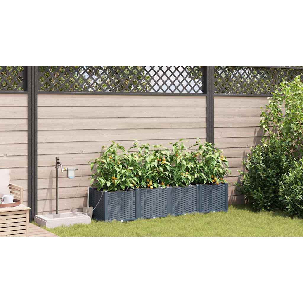 Garten-Pflanzgefäß 4 Stk. Hellgrau 160 x 40 x 37,5 cm PP