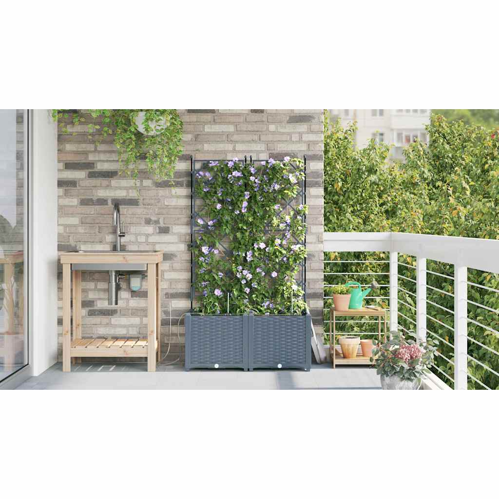 Garten-Pflanzgefäß 2 Stk. Hellgrau 80 x 40 x 142 cm PP