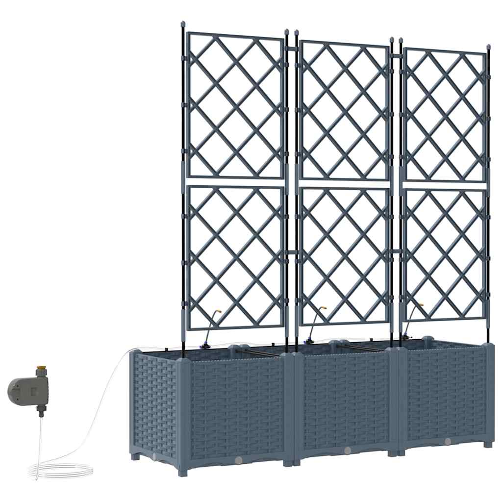 Garten-Pflanzgefäß 3 Stk. Hellgrau 120 x 40 x 142 cm PP