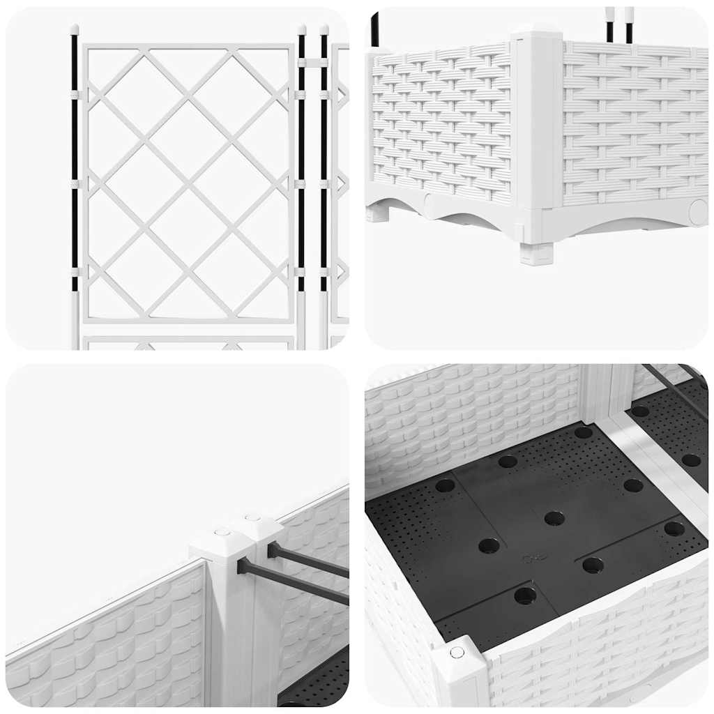 Garten-Pflanzgefäß 3 Stk. Weiß 120 x 40 x 125,5 cm PP