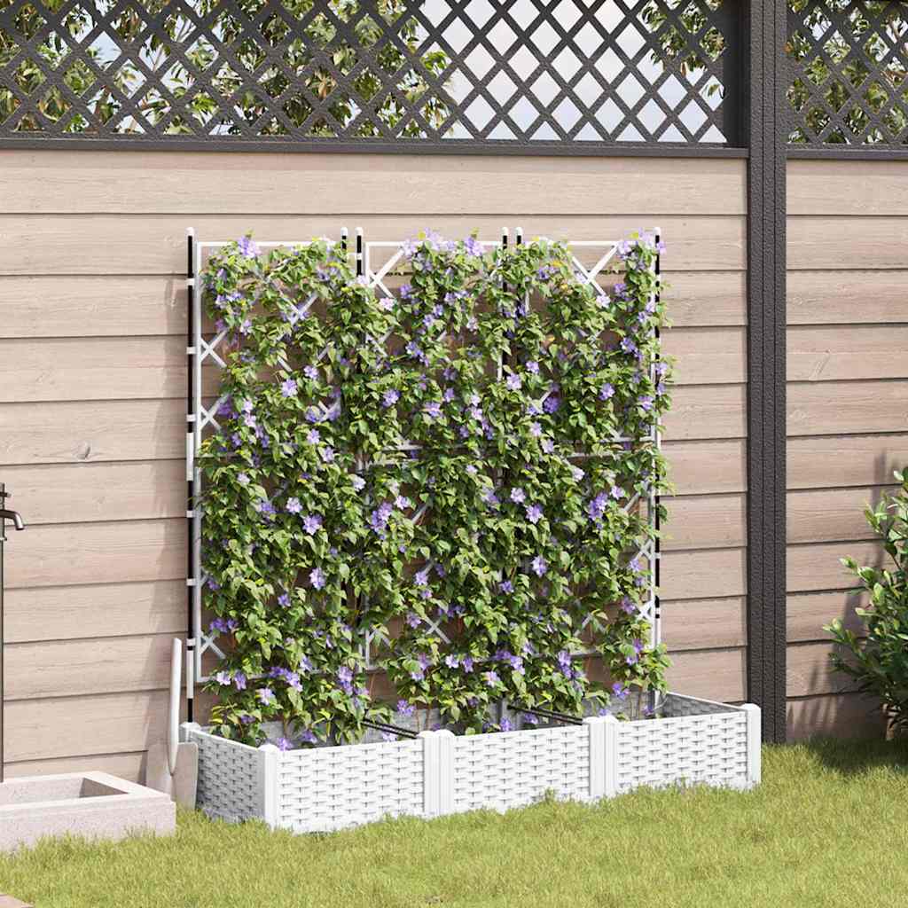 Garten-Pflanzgefäß 3 Stk. Weiß 120 x 40 x 125,5 cm PP