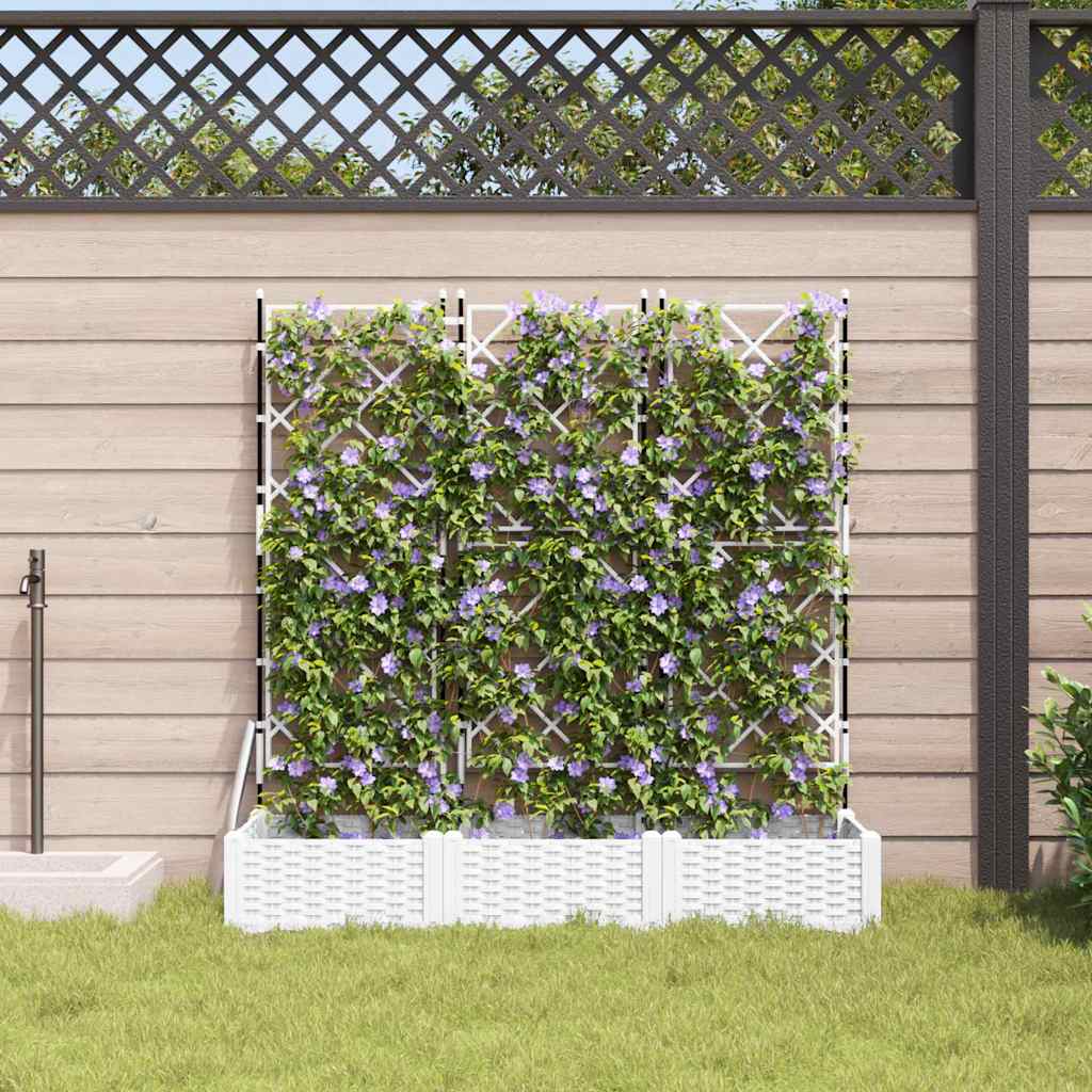 Garten-Pflanzgefäß 3 Stk. Weiß 120 x 40 x 125,5 cm PP