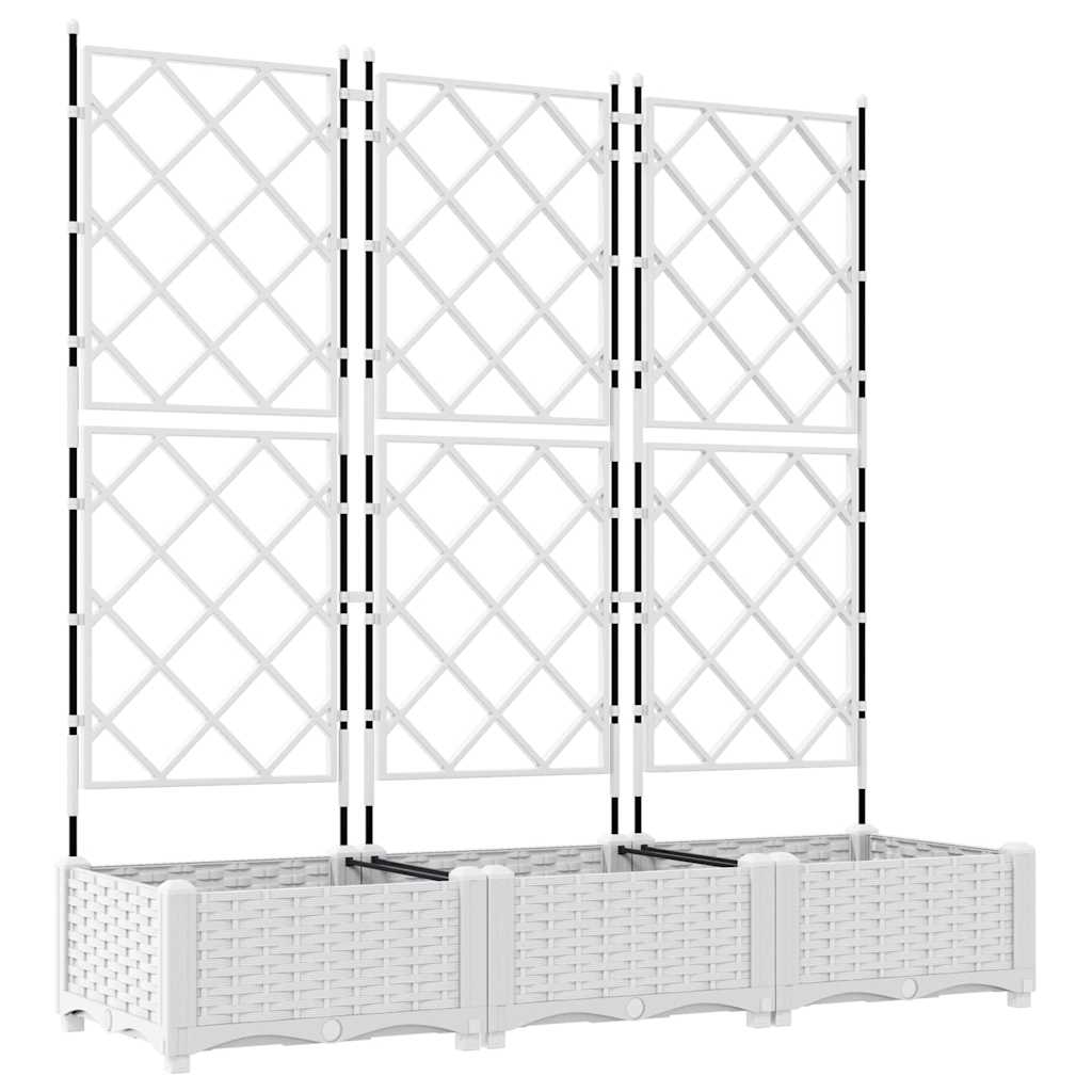Garten-Pflanzgefäß 3 Stk. Weiß 120 x 40 x 125,5 cm PP