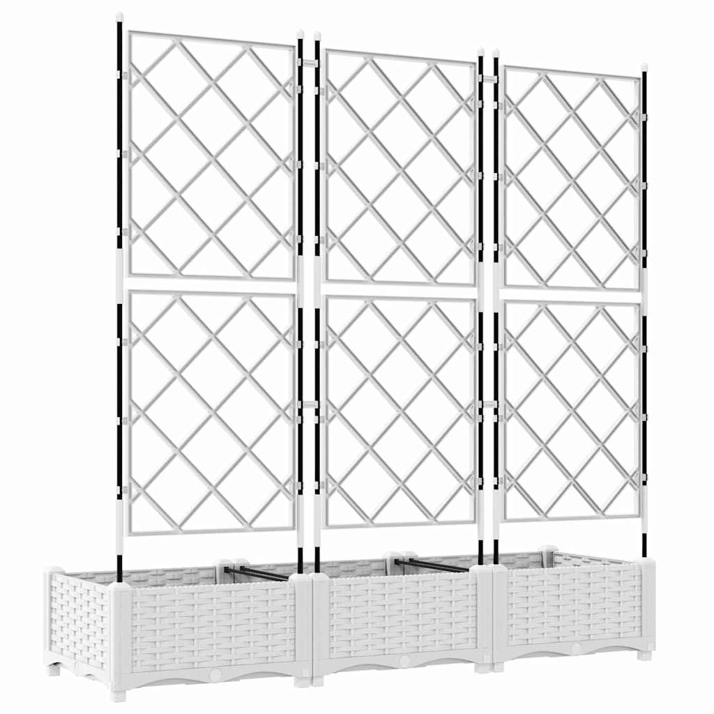 Garten-Pflanzgefäß 3 Stk. Weiß 120 x 40 x 125,5 cm PP