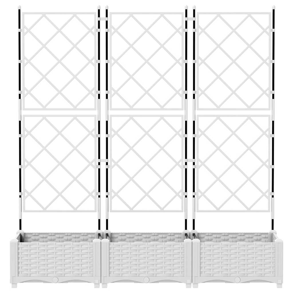 Garten-Pflanzgefäß 3 Stk. Weiß 120 x 40 x 125,5 cm PP