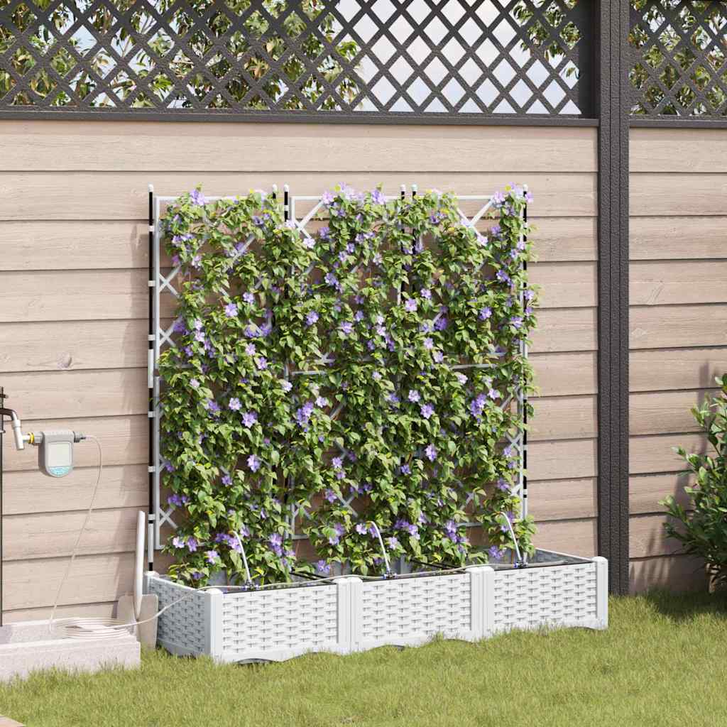 Garten-Pflanzgefäß 3 Stk. Weiß 120 x 40 x 126 cm PP