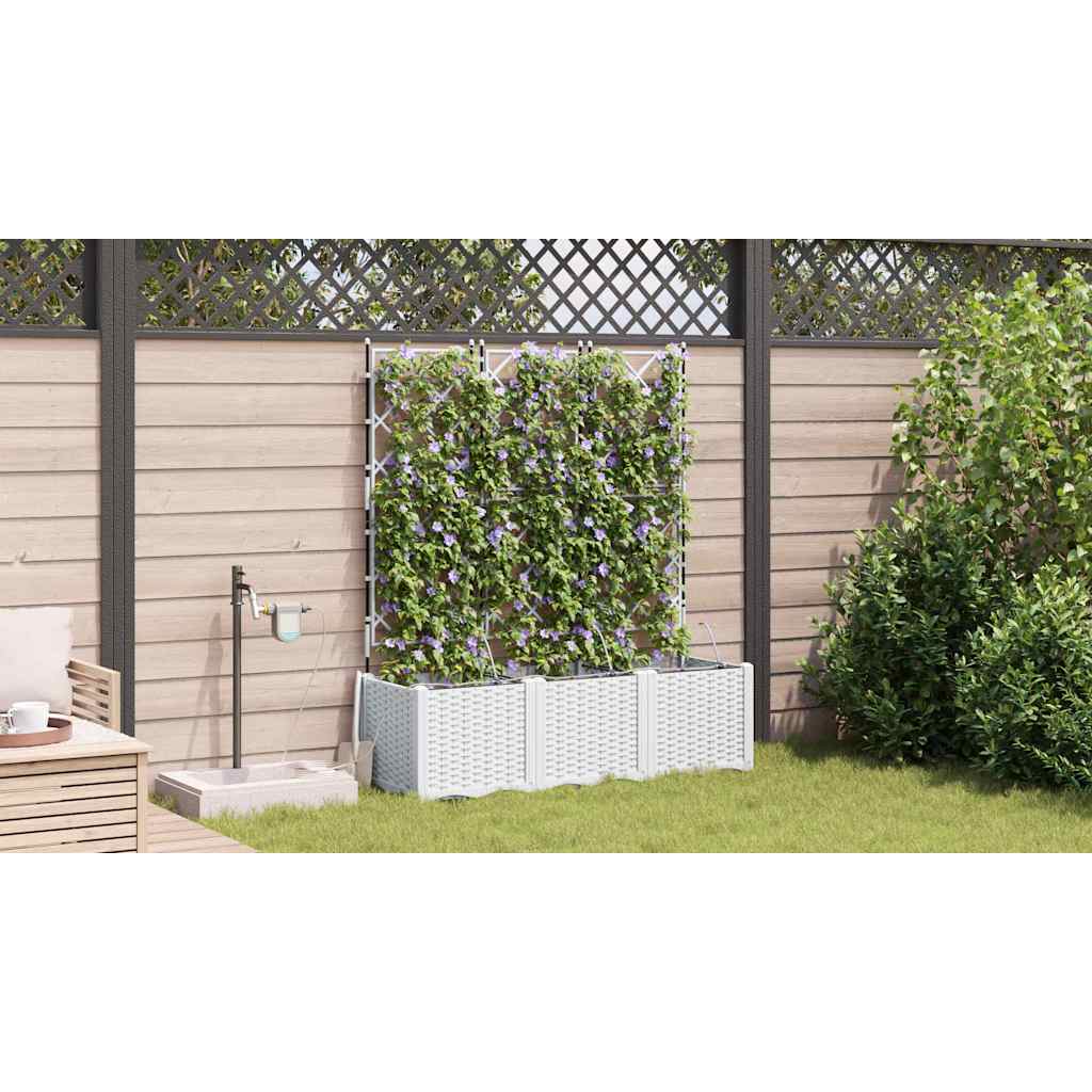 Garten-Pflanzgefäß 3 Stk. Weiß 120 x 40 x 142 cm PP