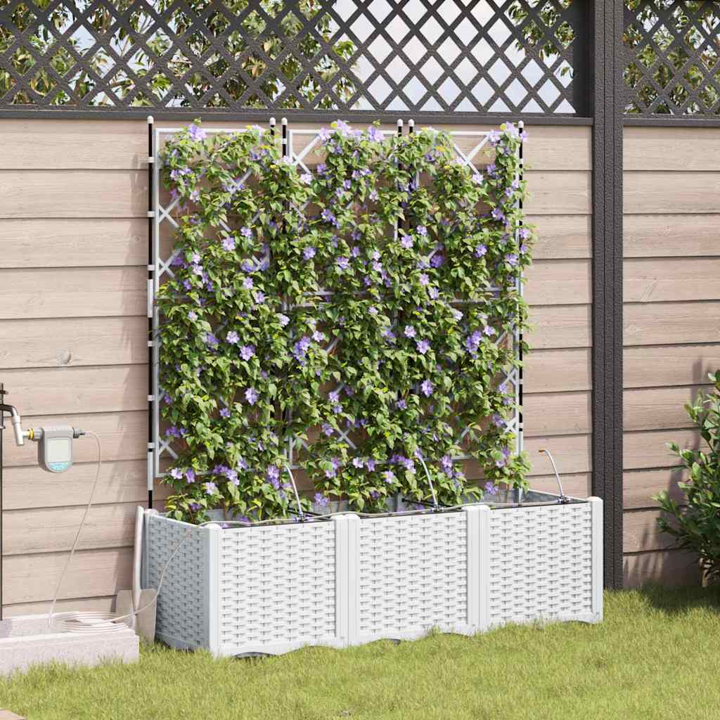 Garten-Pflanzgefäß 3 Stk. Weiß 120 x 40 x 142 cm PP