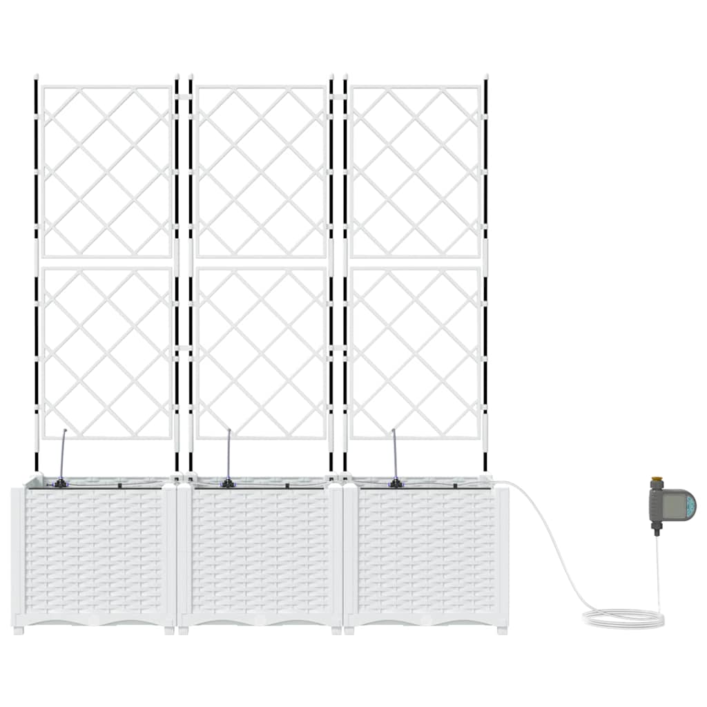 Garten-Pflanzgefäß 3 Stk. Weiß 120 x 40 x 142 cm PP
